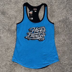 NWT Harley Davidson Lakewood, NJ Blue Black Tank Top Women’s Size Small